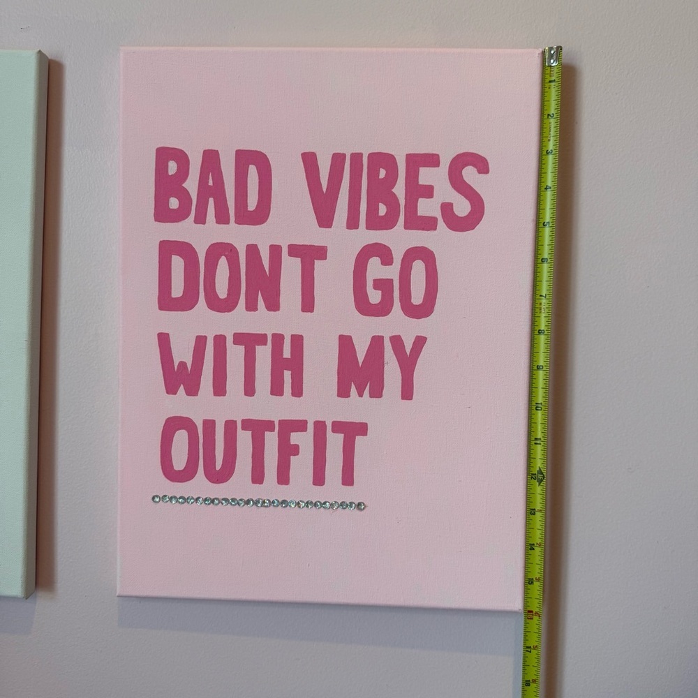 Wall Art with Bold Text Cheetah Dress Rhinestone Girly Painting Canvases 4 - Picture 8 of 8